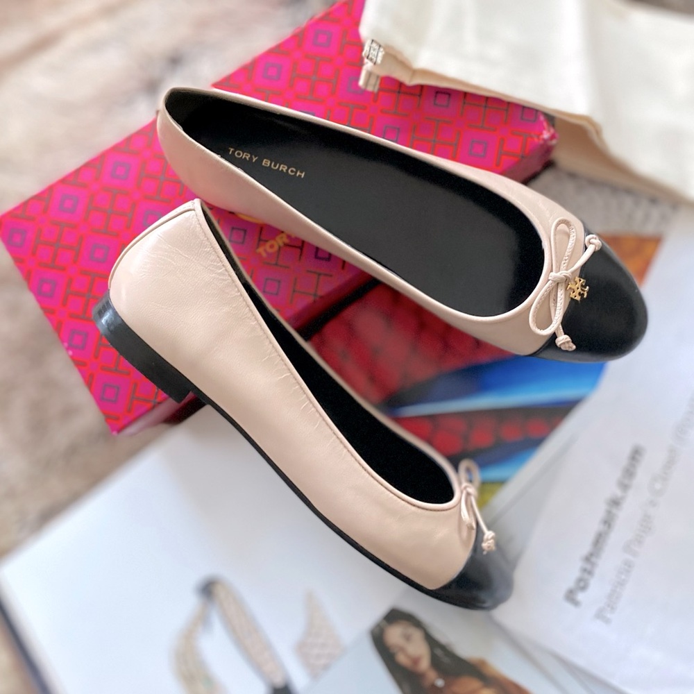 Tory Burch Black and Cream Flats